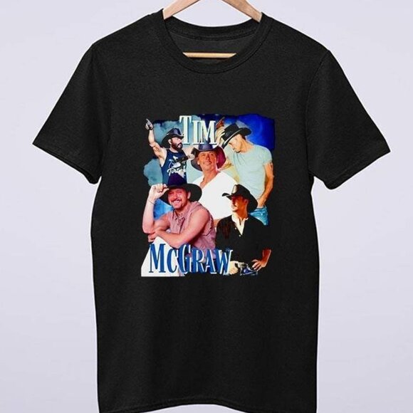 Olin D Tops - Tim McGraw Country Music Legend Classic Retro Graphic Concert T-Shirt 91